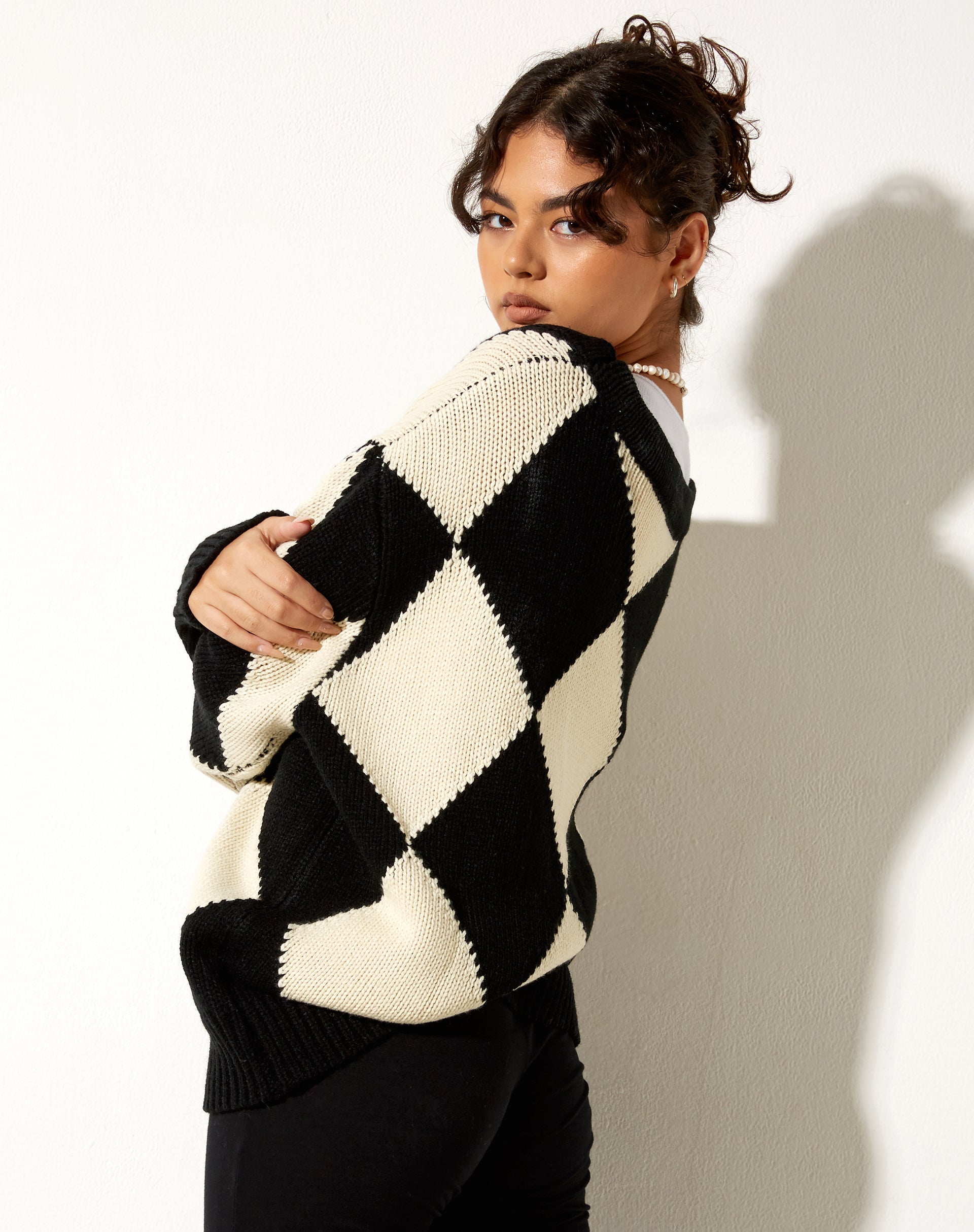 Image of Uriela Cardi in Harlequin Black and Off White