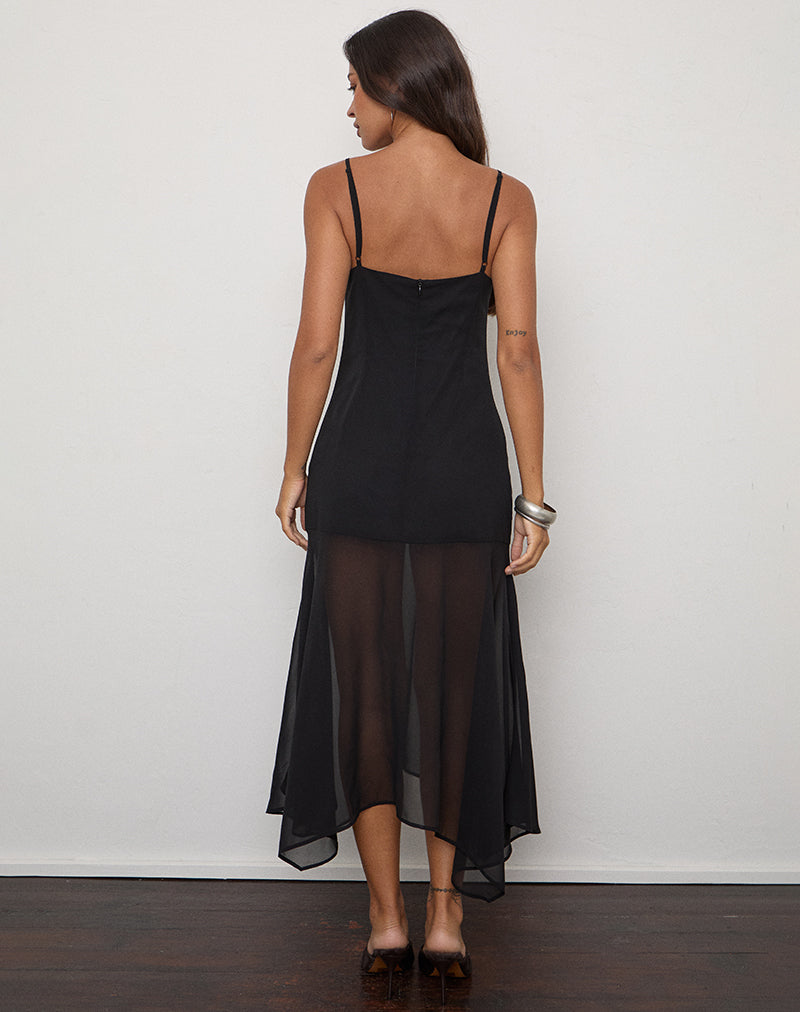 Image of Vakare Midi Dress in Chiffon Black