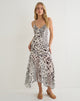 Image of Vakare Midi Dress in Dalmatian Skin Black and Ivory
