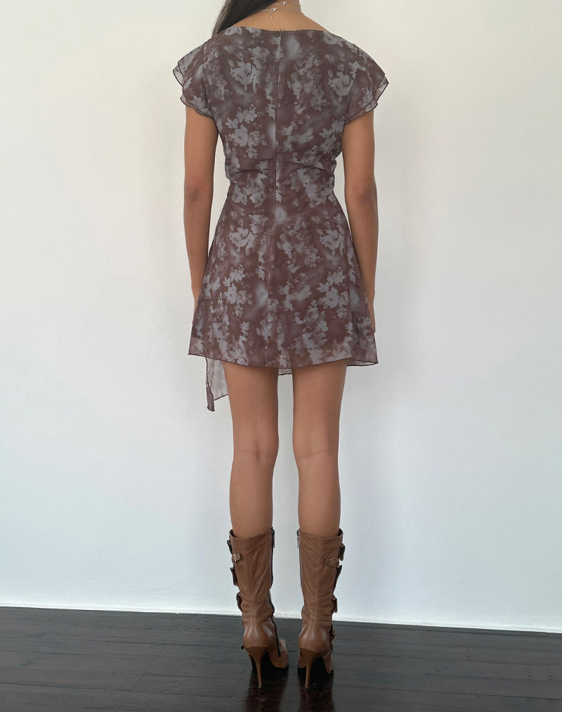 Image of Valencia Mini Dress in Botanical Shadow Brown