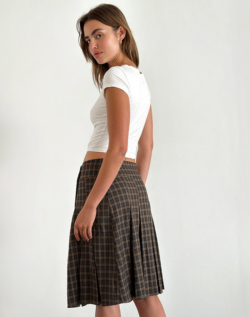 Image of Vanka Midi Skirt in Dark Brown Check