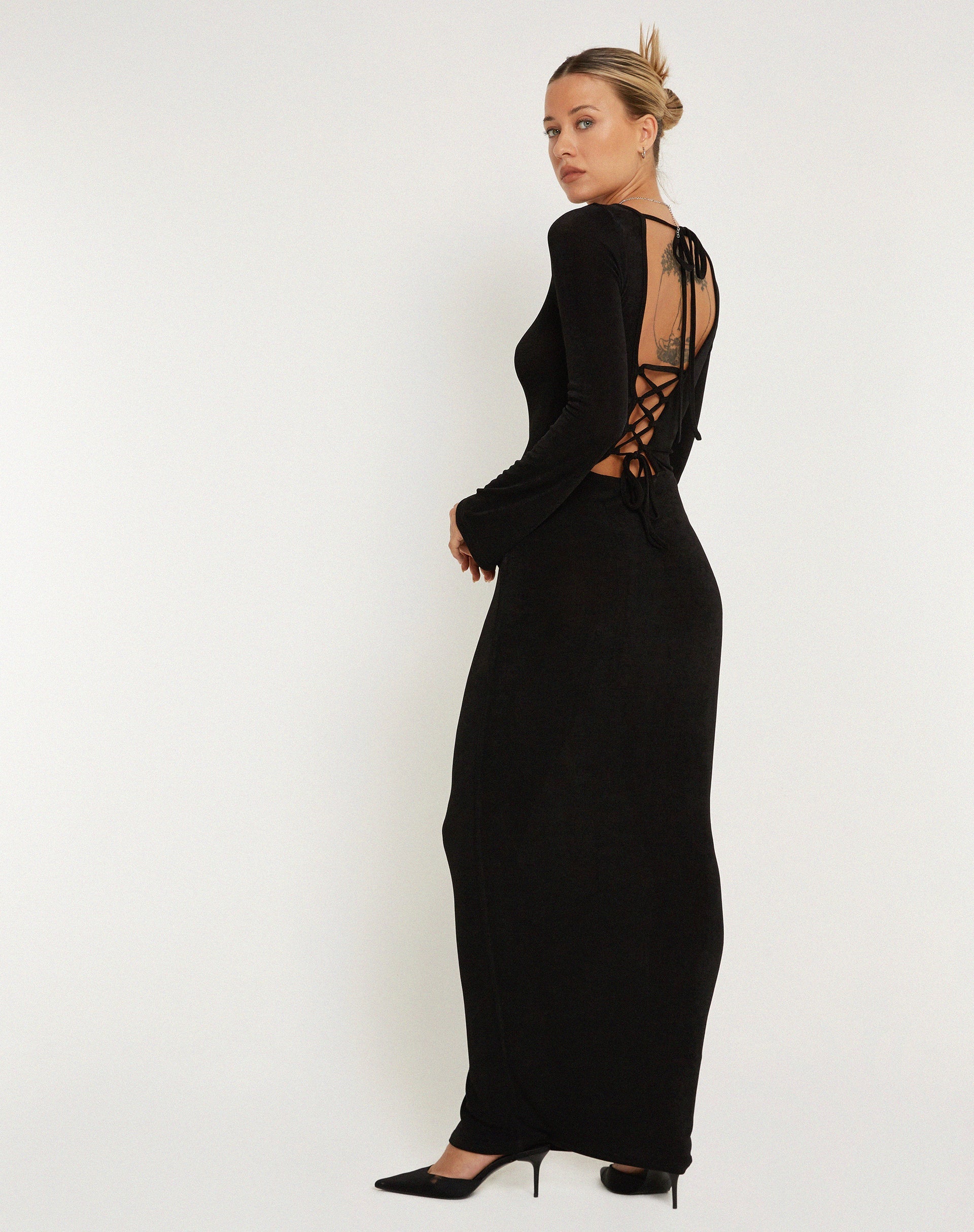 image of Varna Long Sleeve Maxi Dress in Black