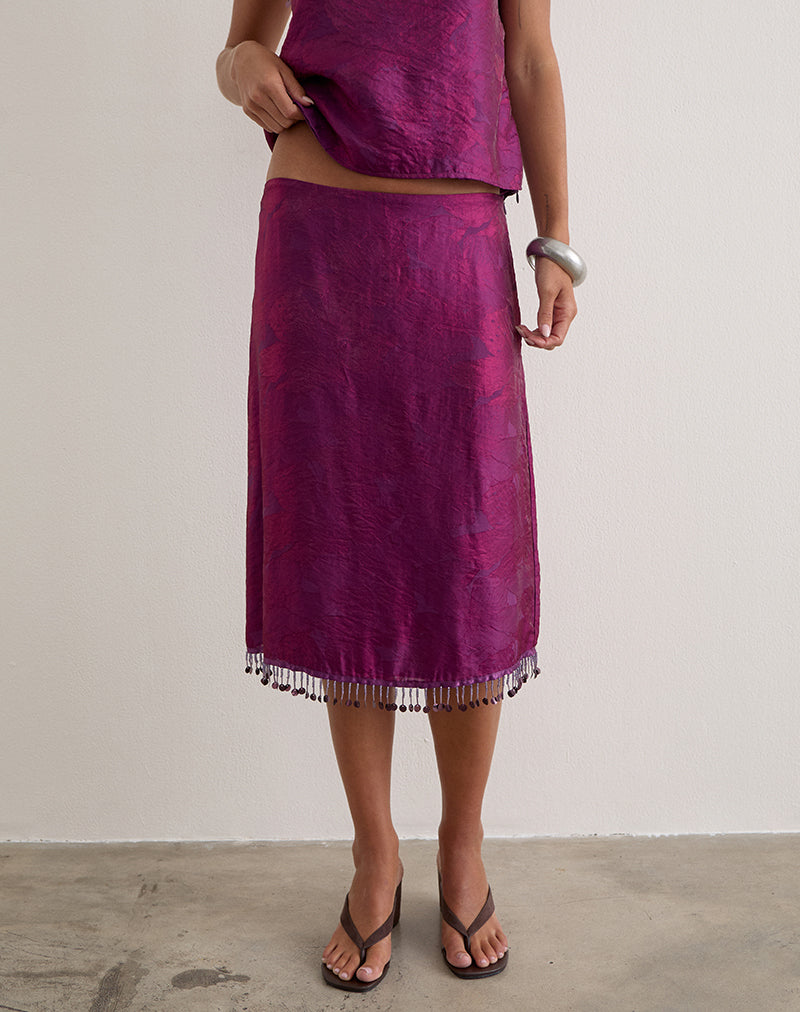 Image of Muriela Midi Skirt in Glitter Chiffon Deep Purple