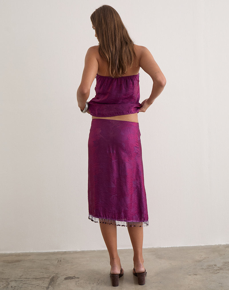 Image of Muriela Midi Skirt in Glitter Chiffon Deep Purple