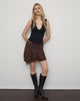 Image of Velanie Drape Mini Skirt in Lace Chocolate