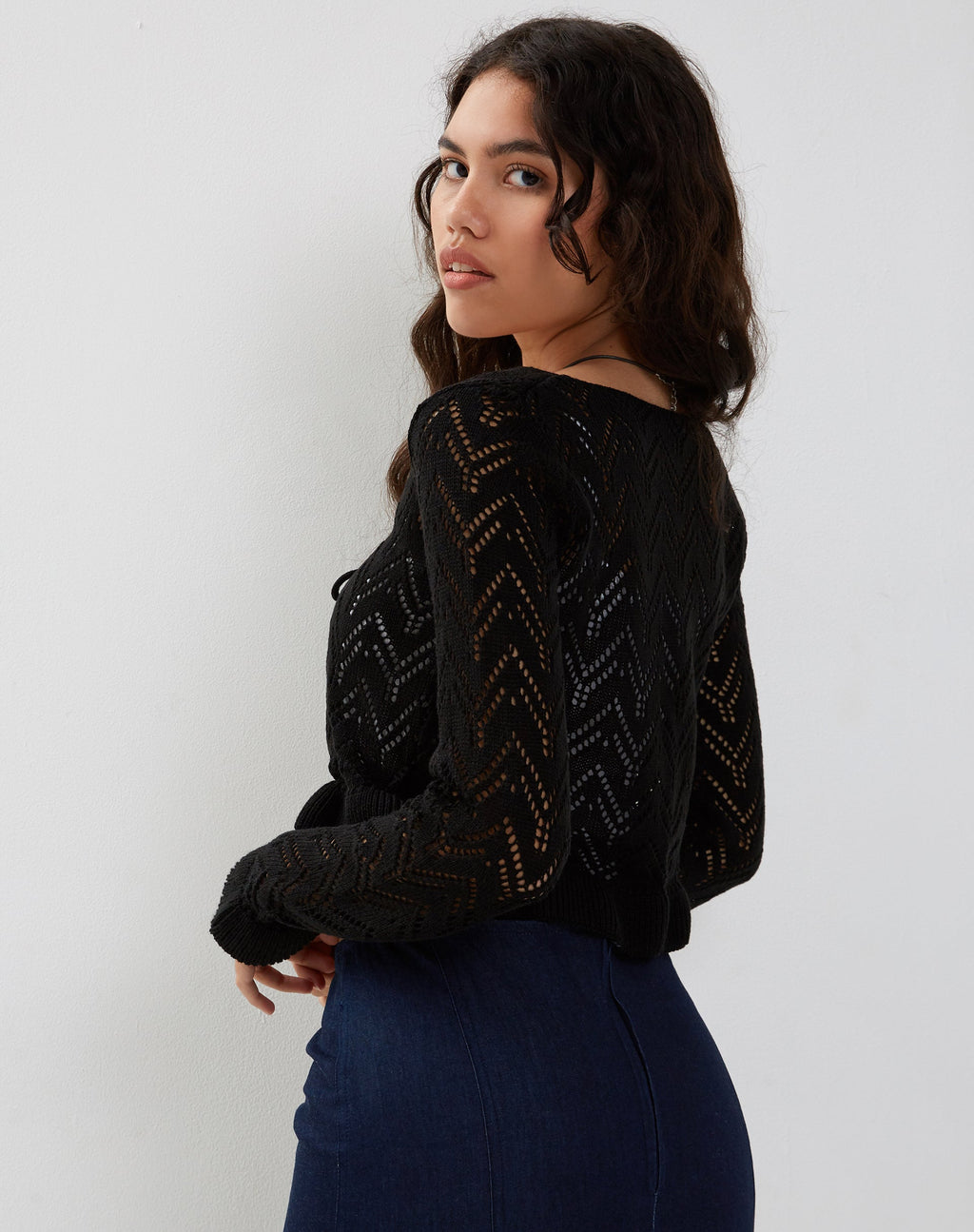 Vella Cardigan in Knitted Black