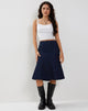 Image of Eames Midi Skirt in Denim Indigo Blue