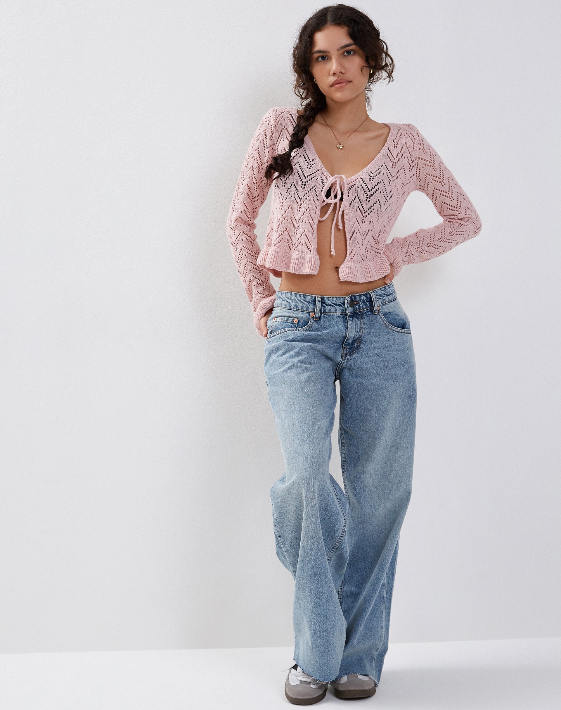 Image of Vella Cardigan in Knitted Pink