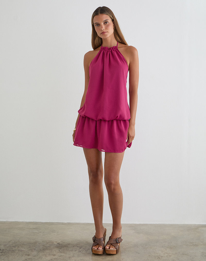 Image of Veloria Mini Dress in Dark Rose