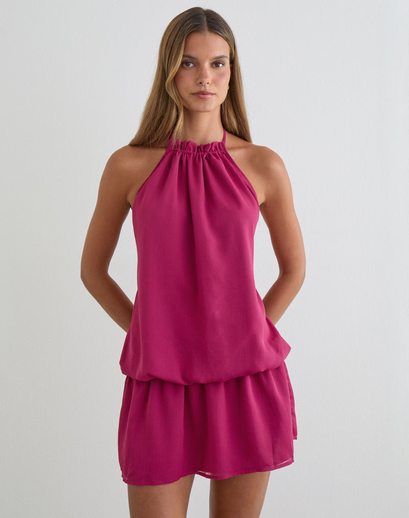 Image of Veloria Mini Dress in Dark Rose