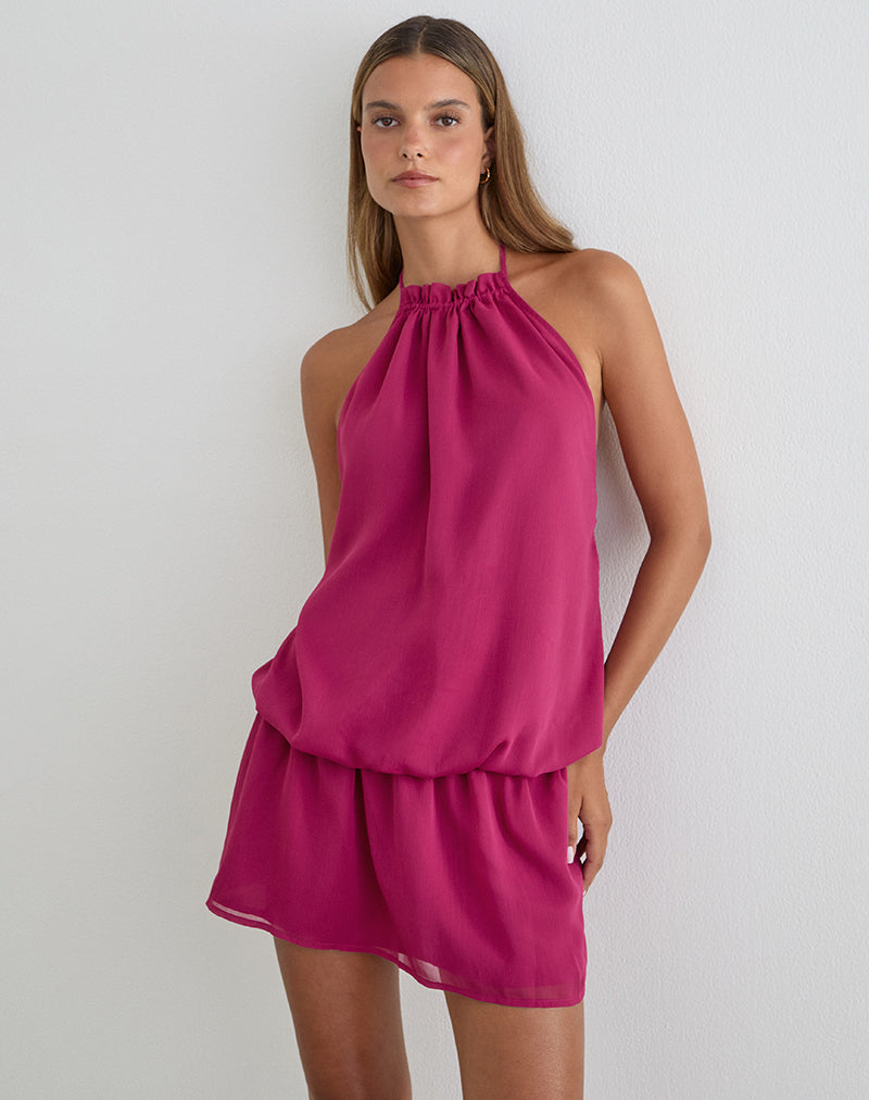 Image of Veloria Mini Dress in Dark Rose
