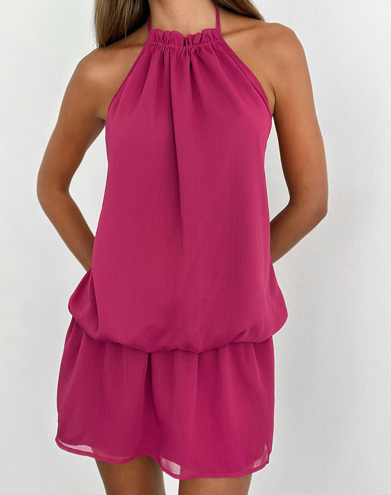 Image of Veloria Mini Dress in Dark Rose