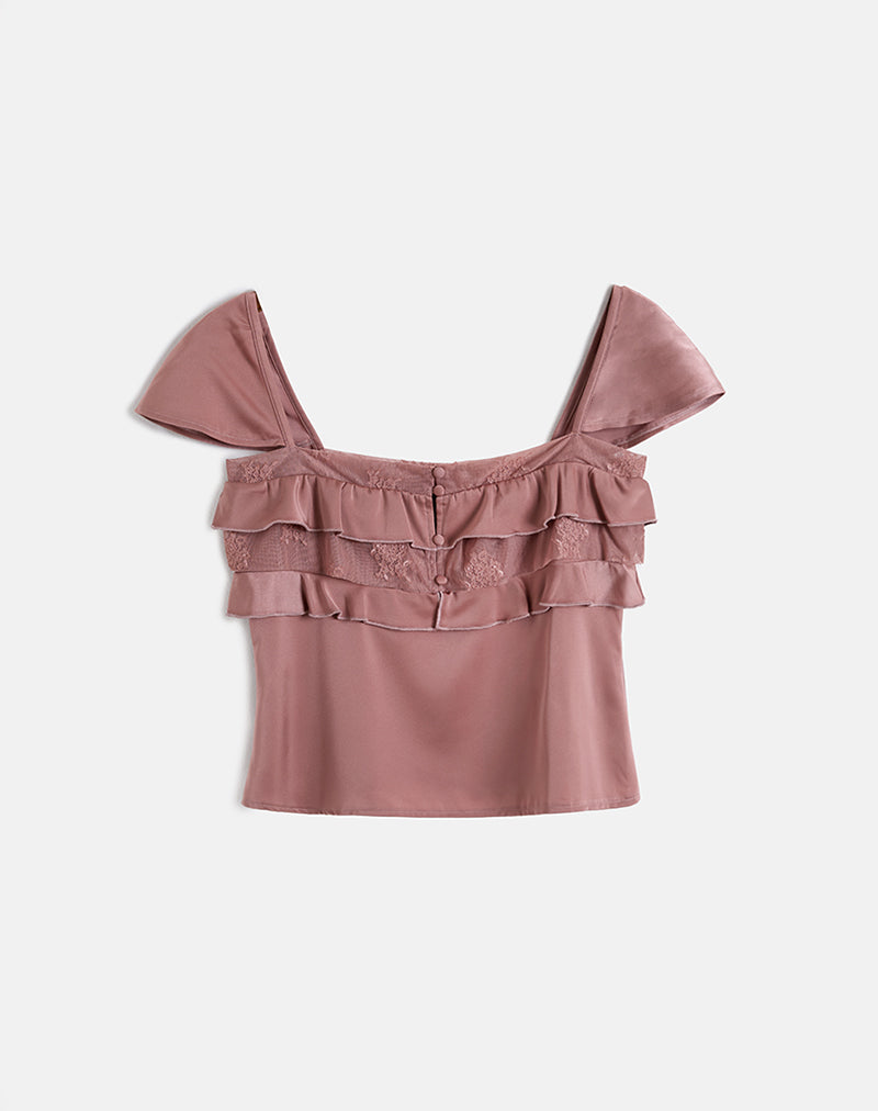 Image of Venaro Double Layer Top in Satin Dusty Pink
