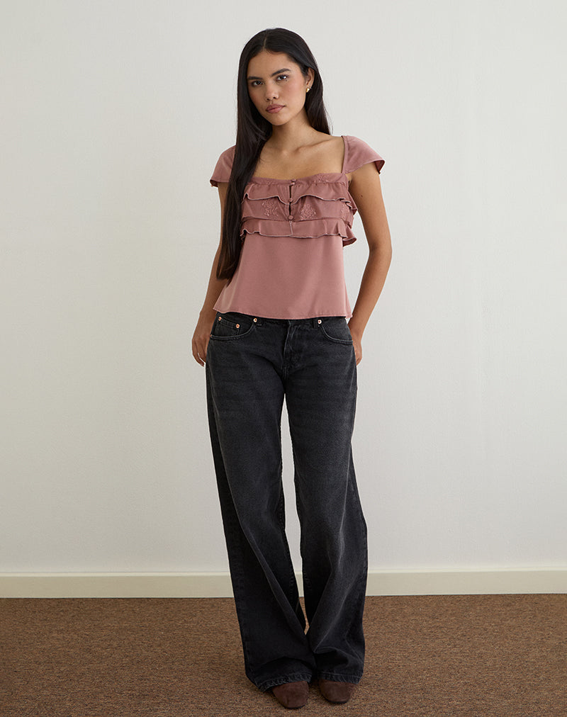 Image of Venaro Double Layer Top in Satin Dusty Pink