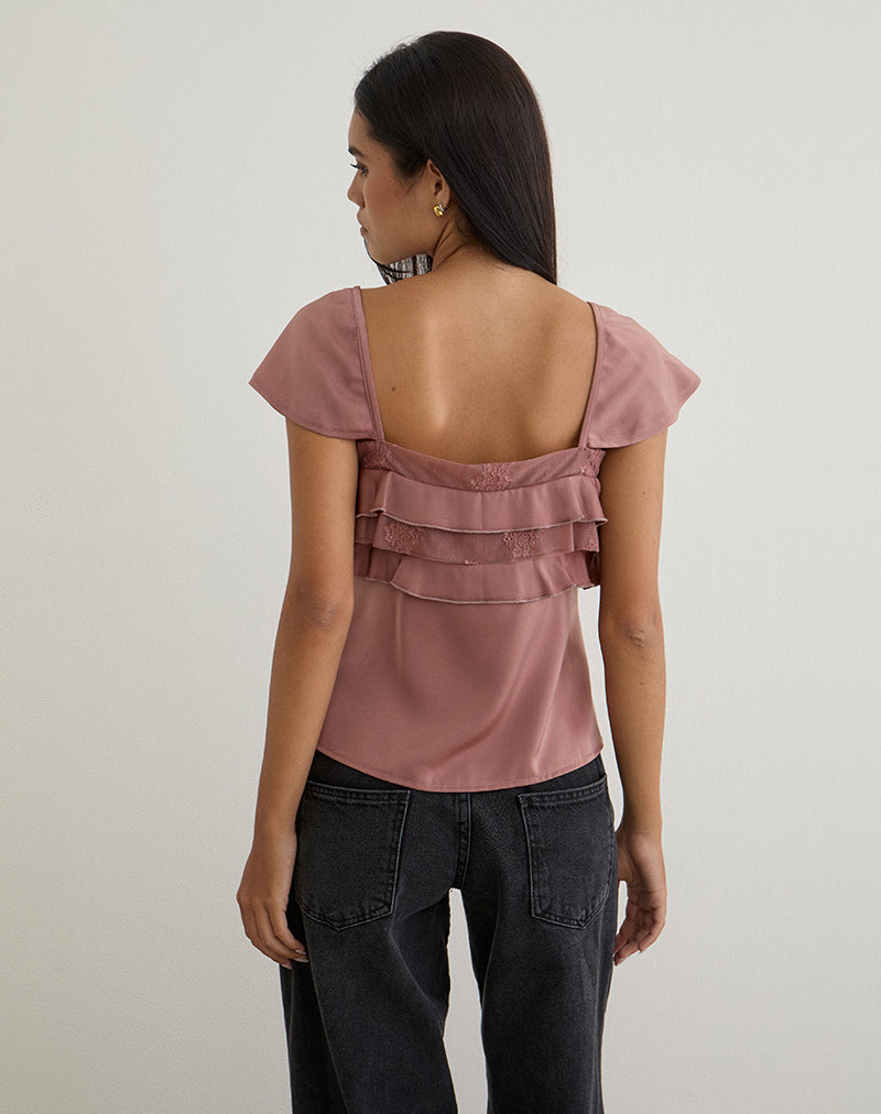 Image of Venaro Double Layer Top in Satin Dusty Pink