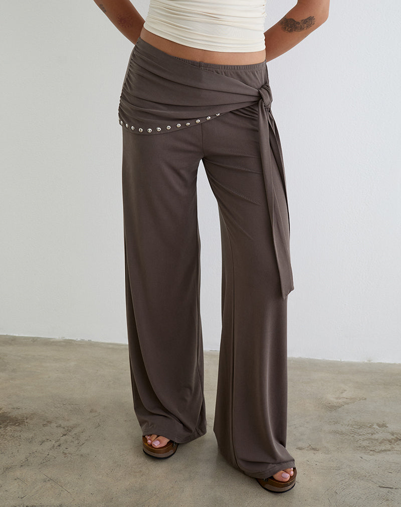 Image of Dovina Trouser in Cupro Dark Brown