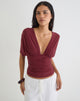 Image of Vernia Plunge Batwing Top in Cupro Burgundy