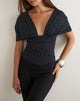 Image of Vernia Plunge Batwing Top in Jersey Micro Polka Black
