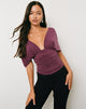Image of Vernia Plunge Batwing Top in Cupro Dark Plum