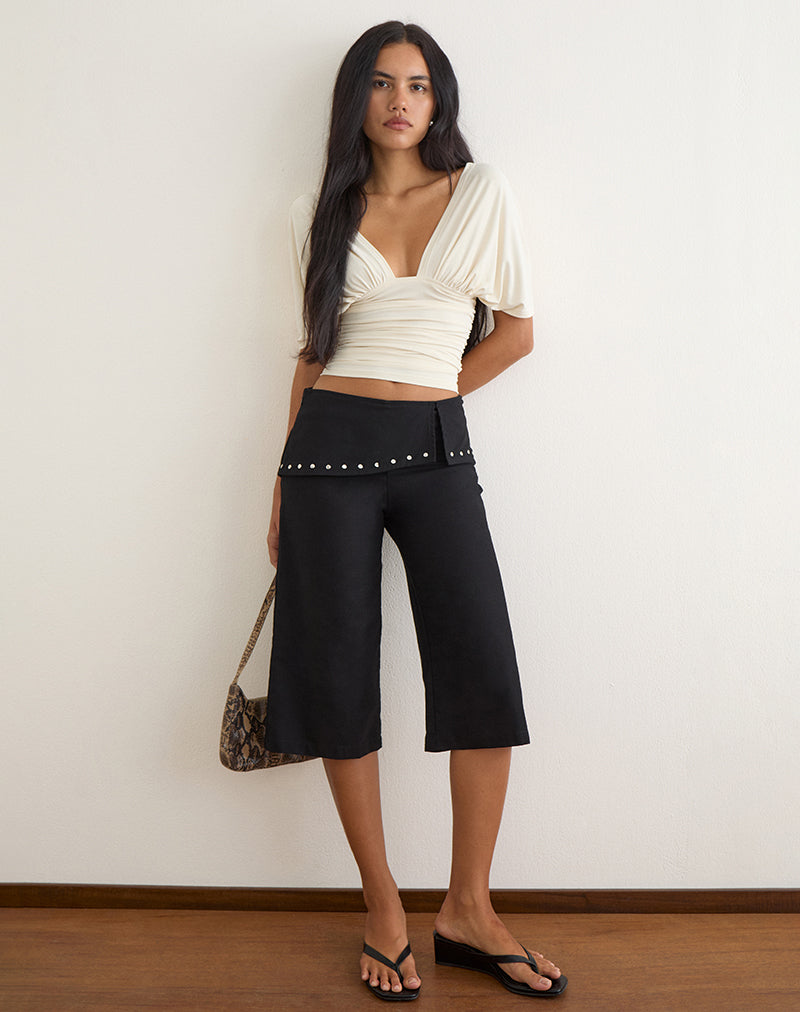 Imaege of Oren Capri Trousers in Black with Studs