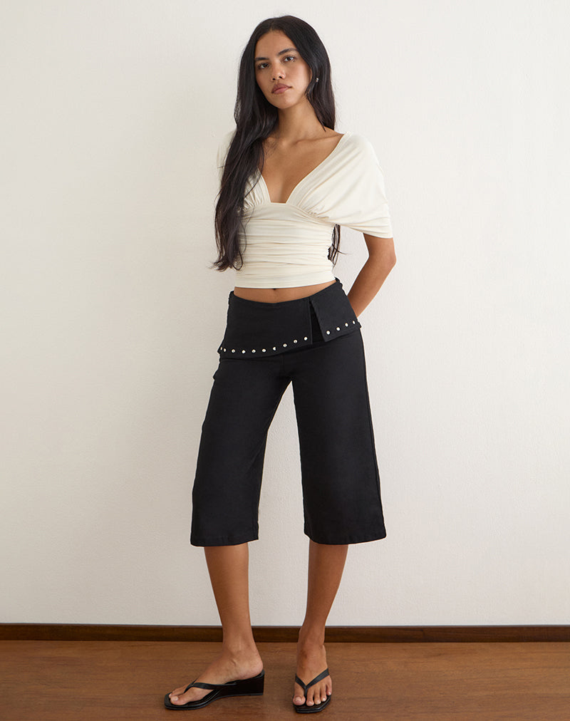 Imaege of Oren Capri Trousers in Black with Studs