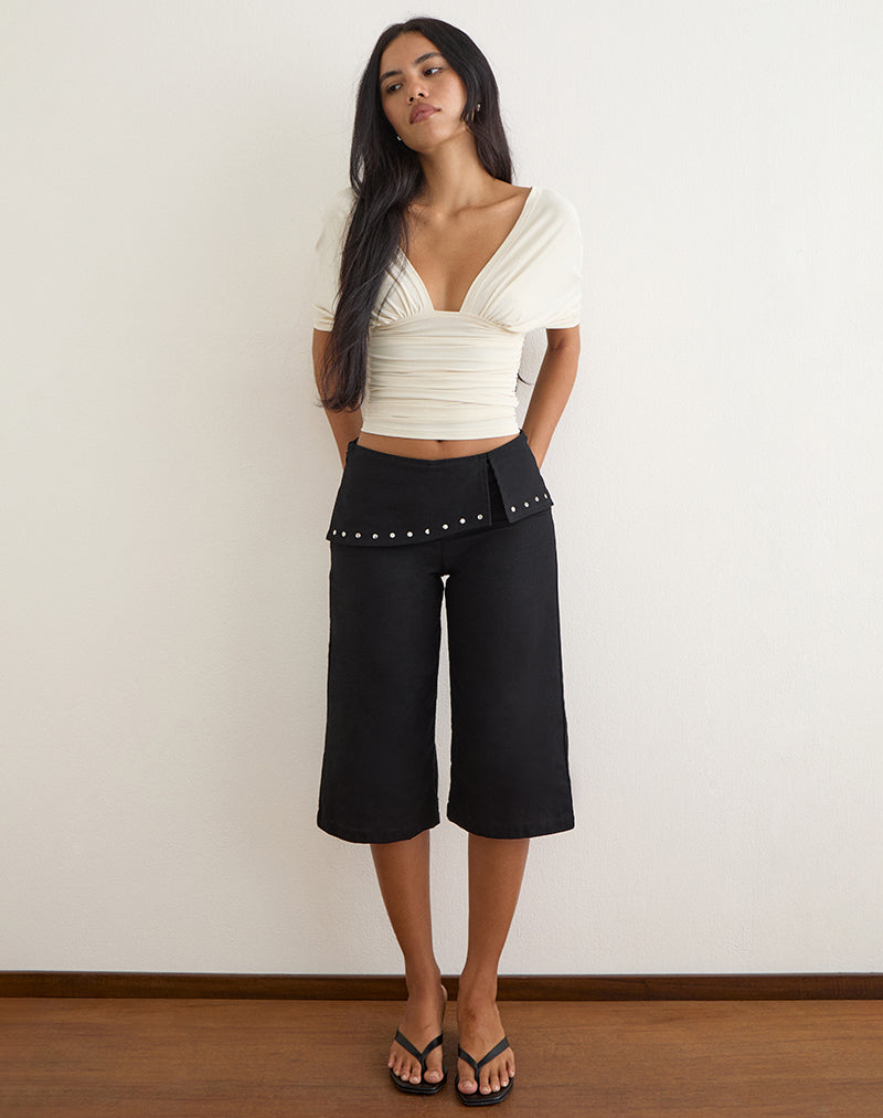 Imaege of Oren Capri Trousers in Black with Studs