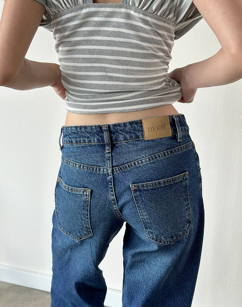 Image of Low Rise Parallel Jeans in Mid Blue Used