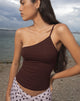Image of Vey One Shoulder Basic Top in Bitter Chocolate