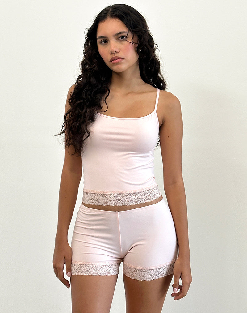 Kuden Lace Hem Short in Soft Jersey Pink