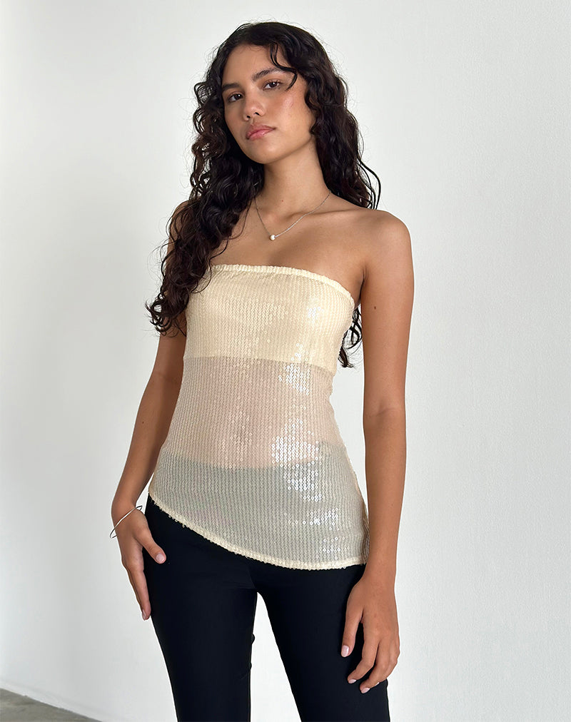 Viksuni Bandeau Top in Nude Clear Tinted Disc