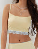 Image of Virni Cami Crop Top in Pale Yellow Satin