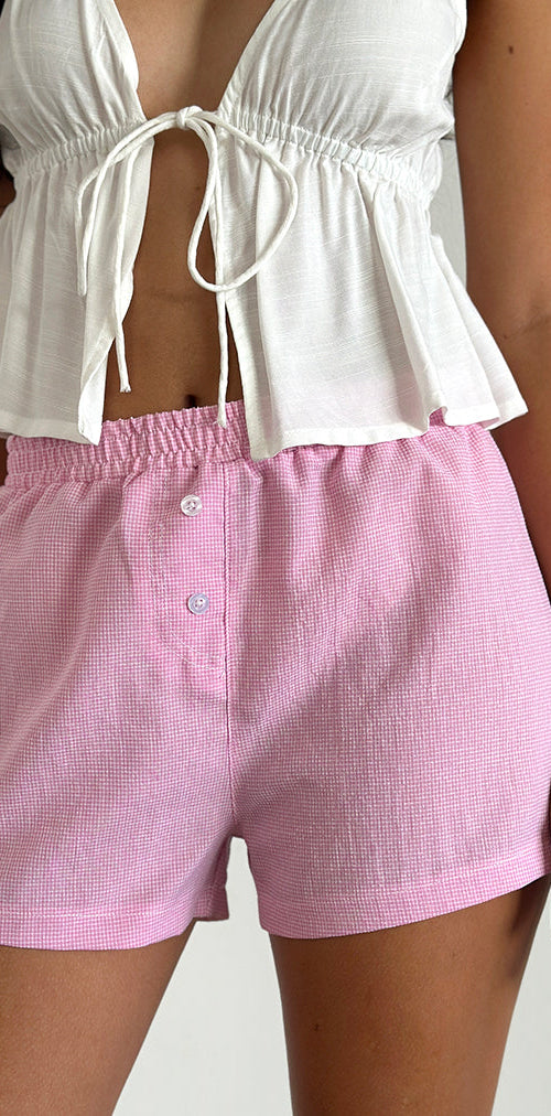 Image of Voir Shorts in Poplin Gingham Pink