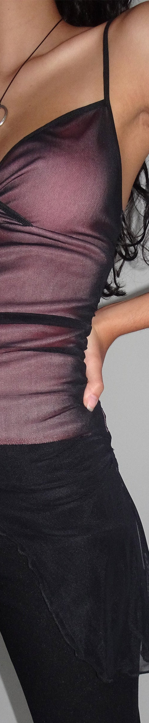 Image of Waca Top in Black with Pink Lining