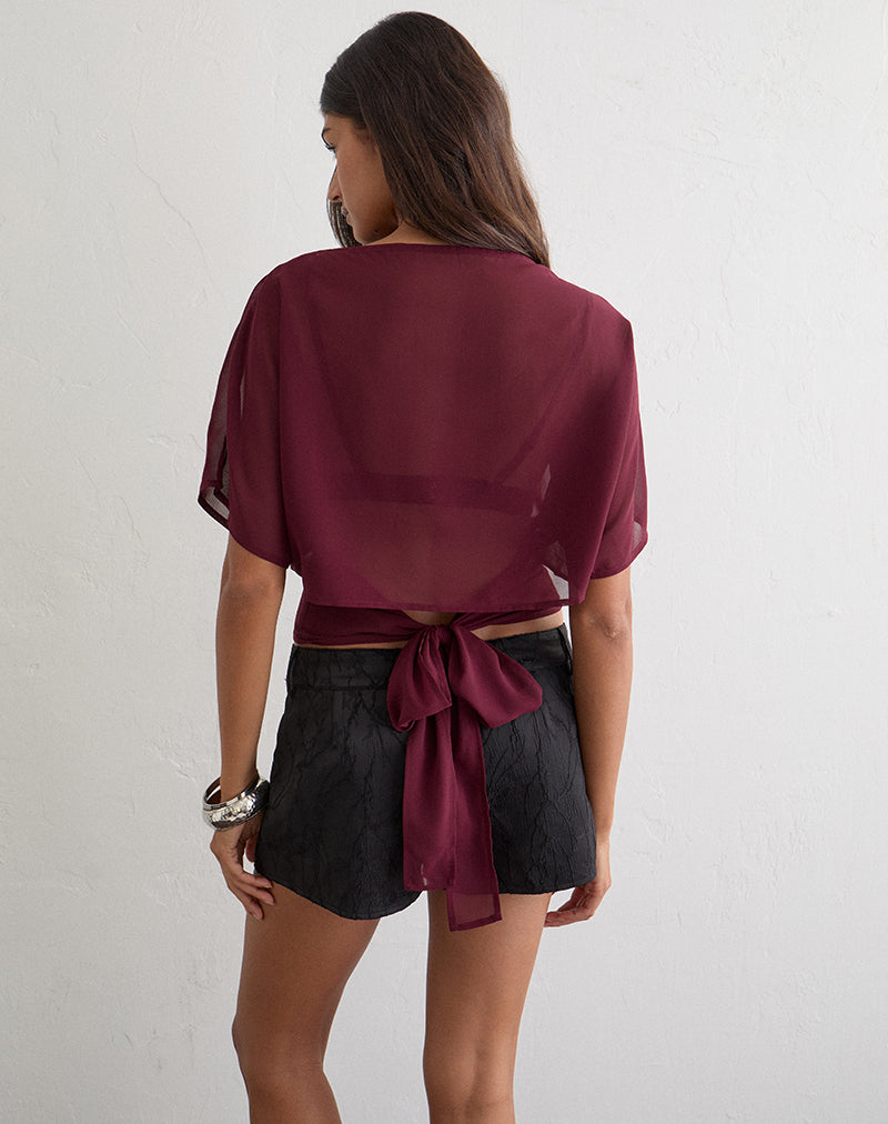 Image of Wahita Top in Chiffon Burgundy