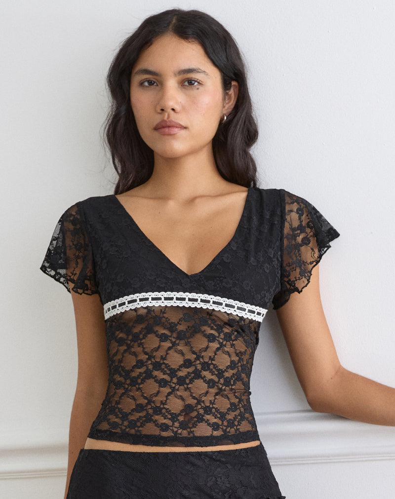 Image of Warita Underbust Top in Lace Black