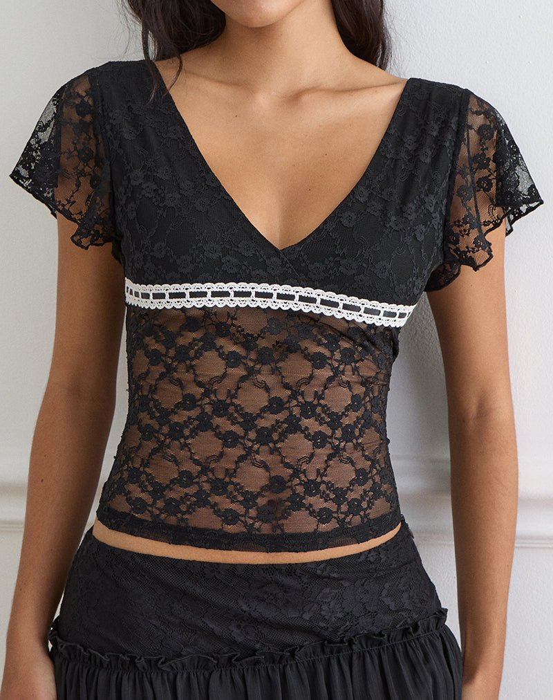 Image of Warita Underbust Top in Lace Black