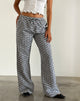 Image of Wasic Wide Leg Linen Trouser in Floral Gingham Black