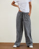 Image of Wasic Wide Leg Linen Trouser in Tonal Black and Grey Gingham