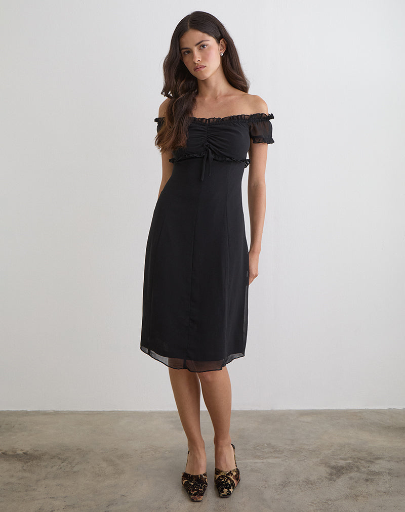 Image of Watimu Midi Dress in Chiffon Black