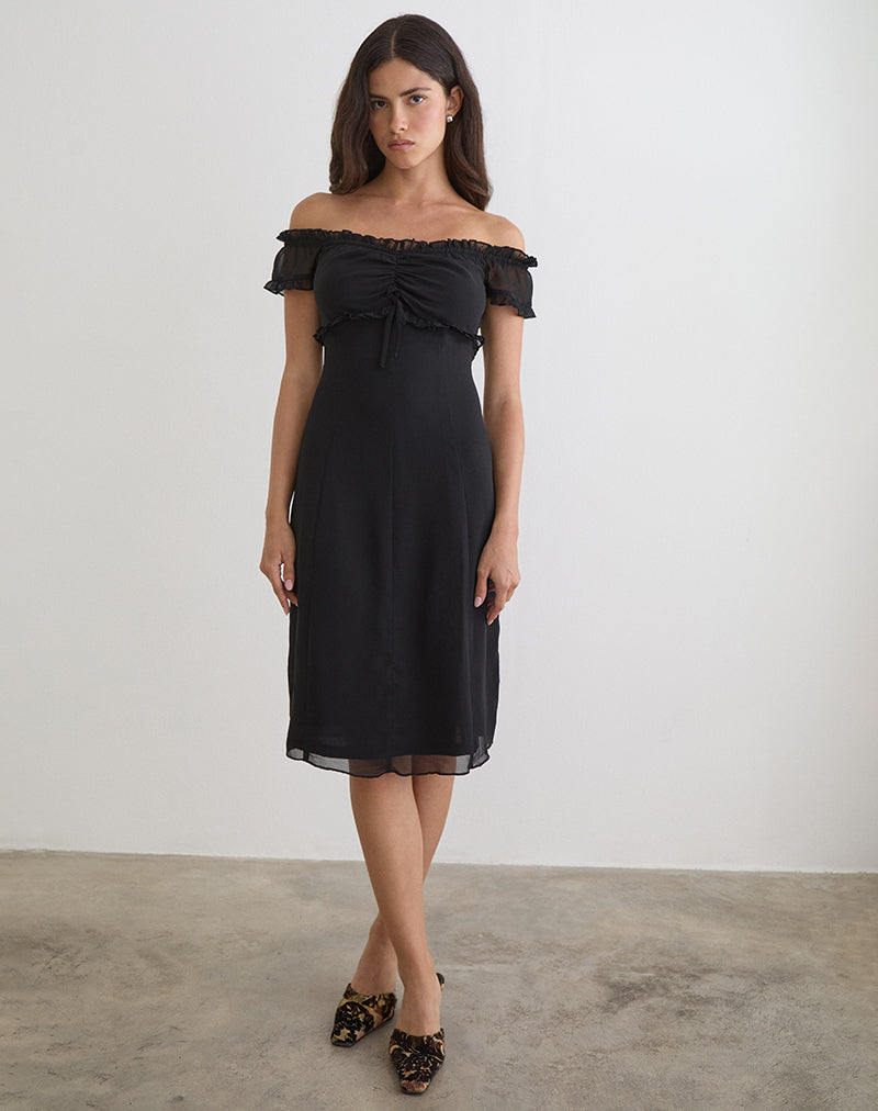Image of Watimu Midi Dress in Chiffon Black