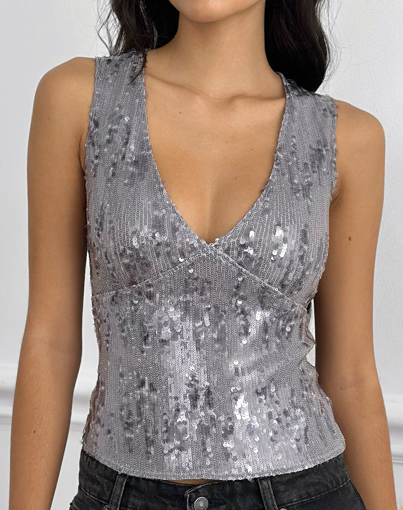 Image of Wespiser Top in Sequin Lilac Grey