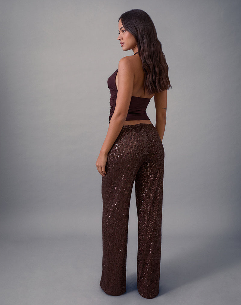 Image of Wilaga Wide Leg Trouser in Sequin Brown