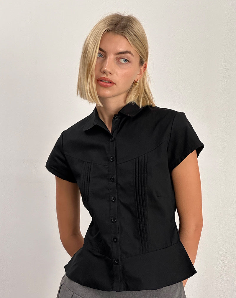 Image of Wilmot Blouse in Black Poplin