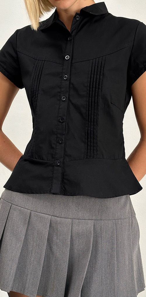 Image of Wilmot Blouse in Black Poplin