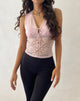Image of Winifred Lace Slinky Mix Top in Pink Lotus
