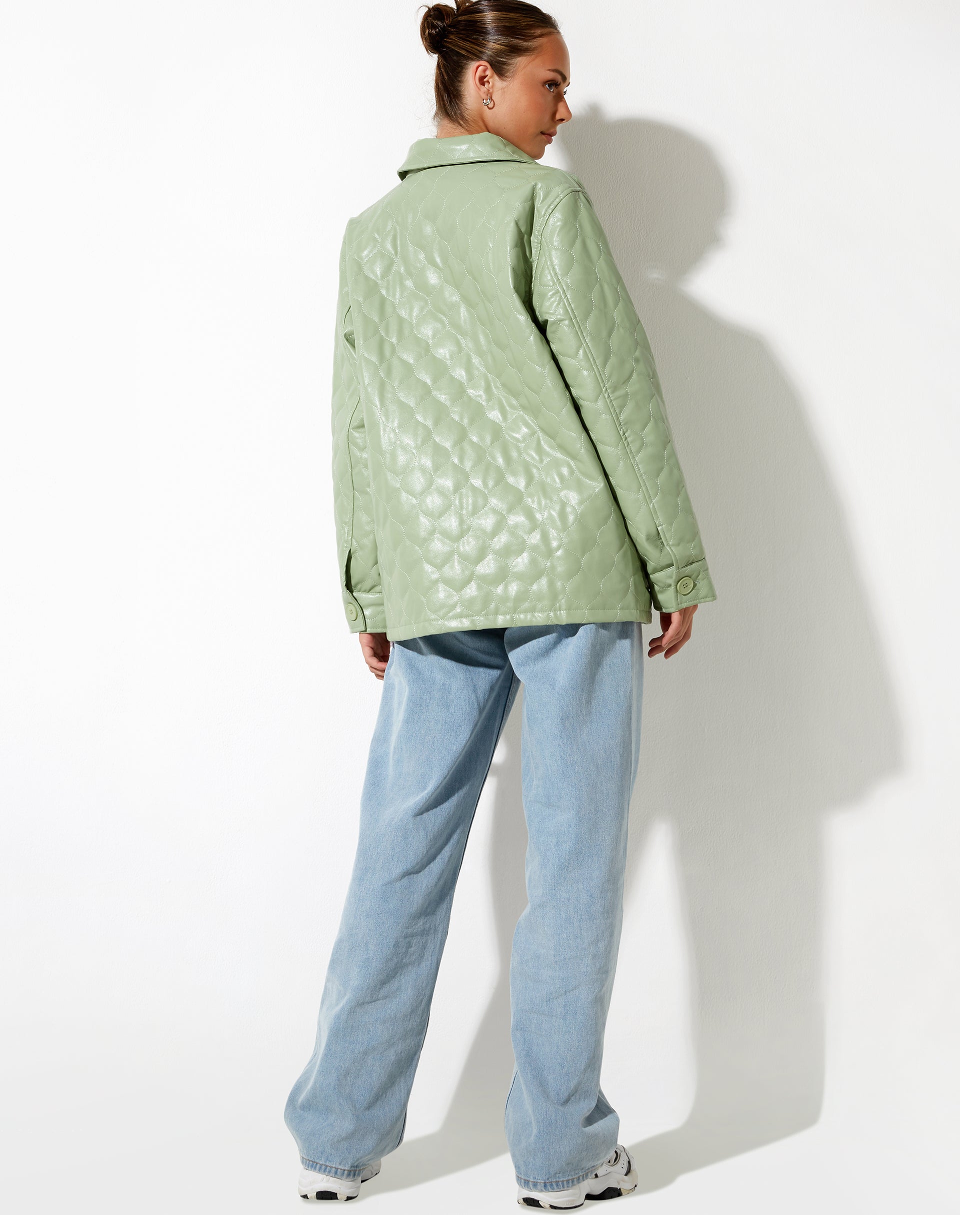 image of Winka Jacket in Quilted PU Pastel Mint