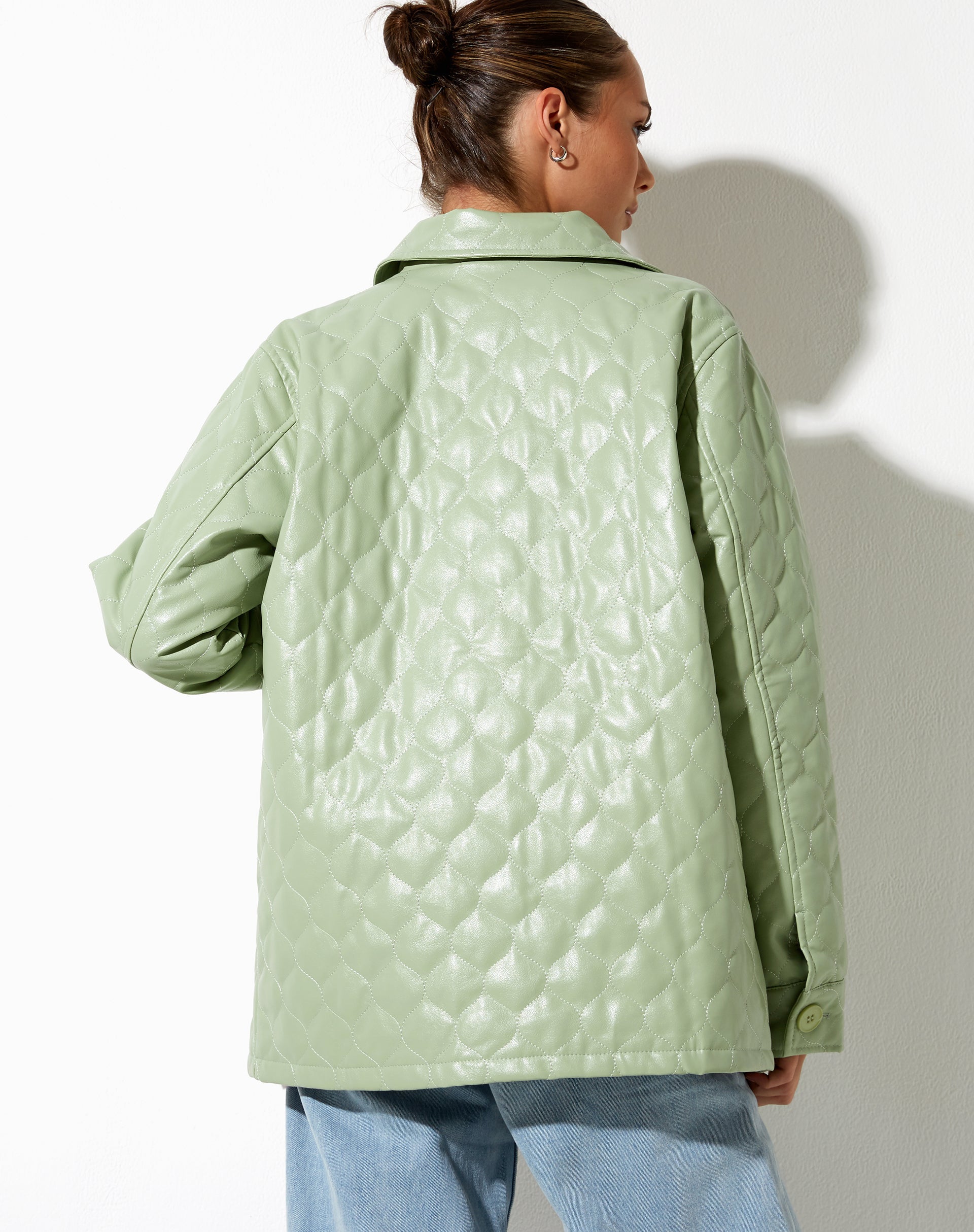 image of Winka Jacket in Quilted PU Pastel Mint