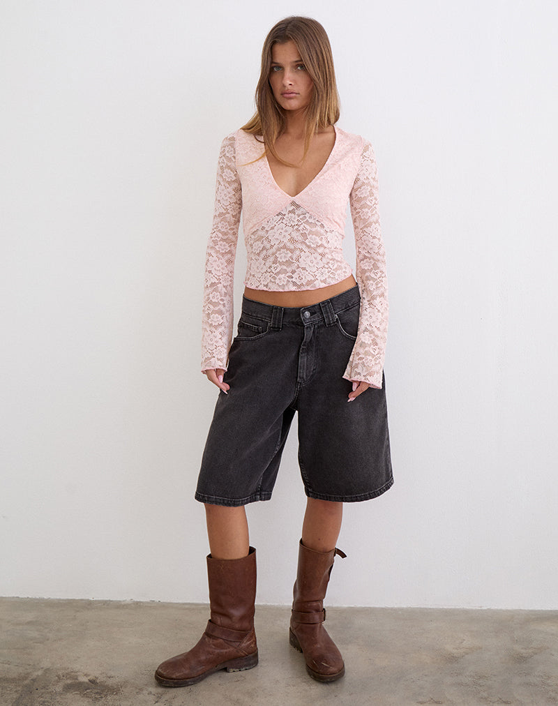Image of Yamuna Long Sleeve Top in Lace Soft Pink