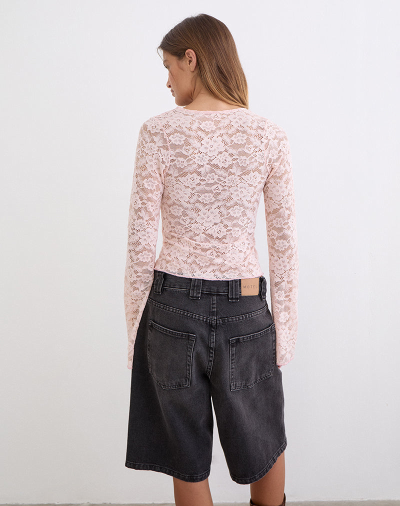 Image of Yamuna Long Sleeve Top in Lace Soft Pink