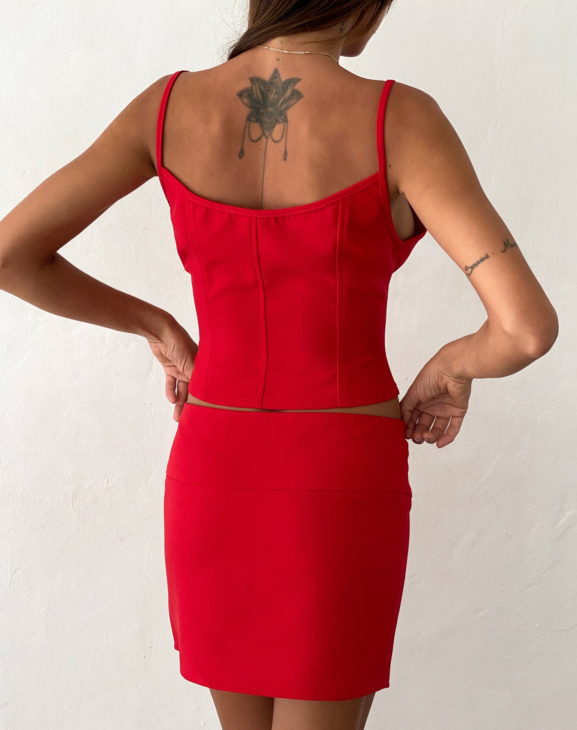 Image of Yanti Mini Skirt in Red with Red Bows